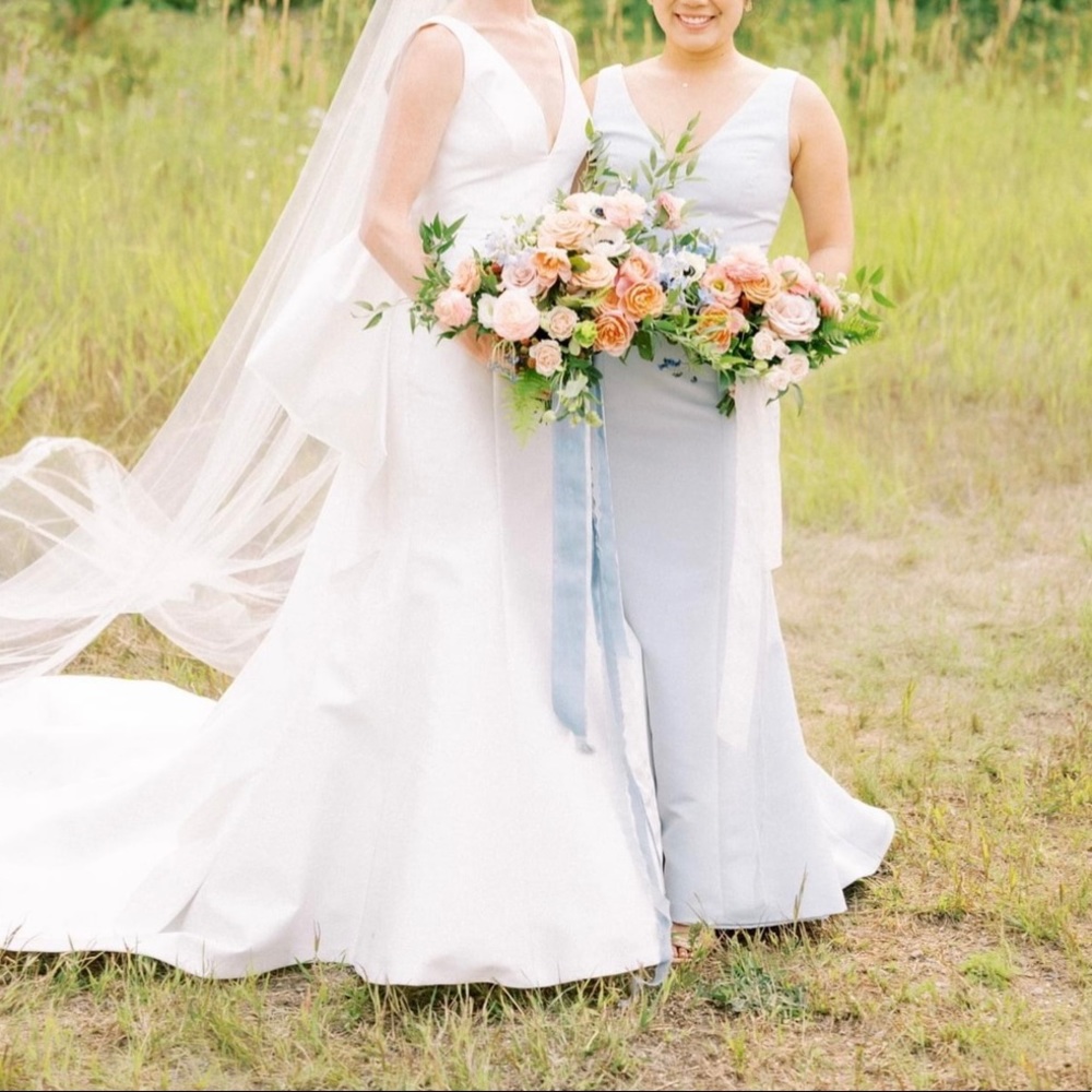 Amsale Mackayla Bridesmaid Dress Ice Blue Sz 4 6 - Excellent Condition